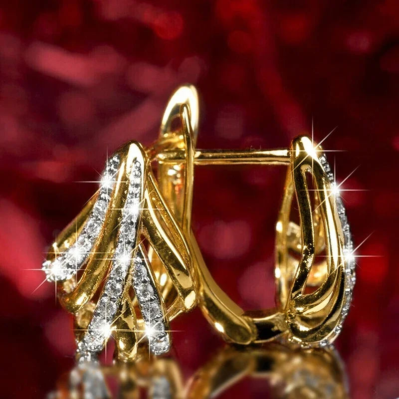 Huitan Two-Tone Sparkling Hoop Earrings | Cubic Zirconia Hoop Earrings Axl