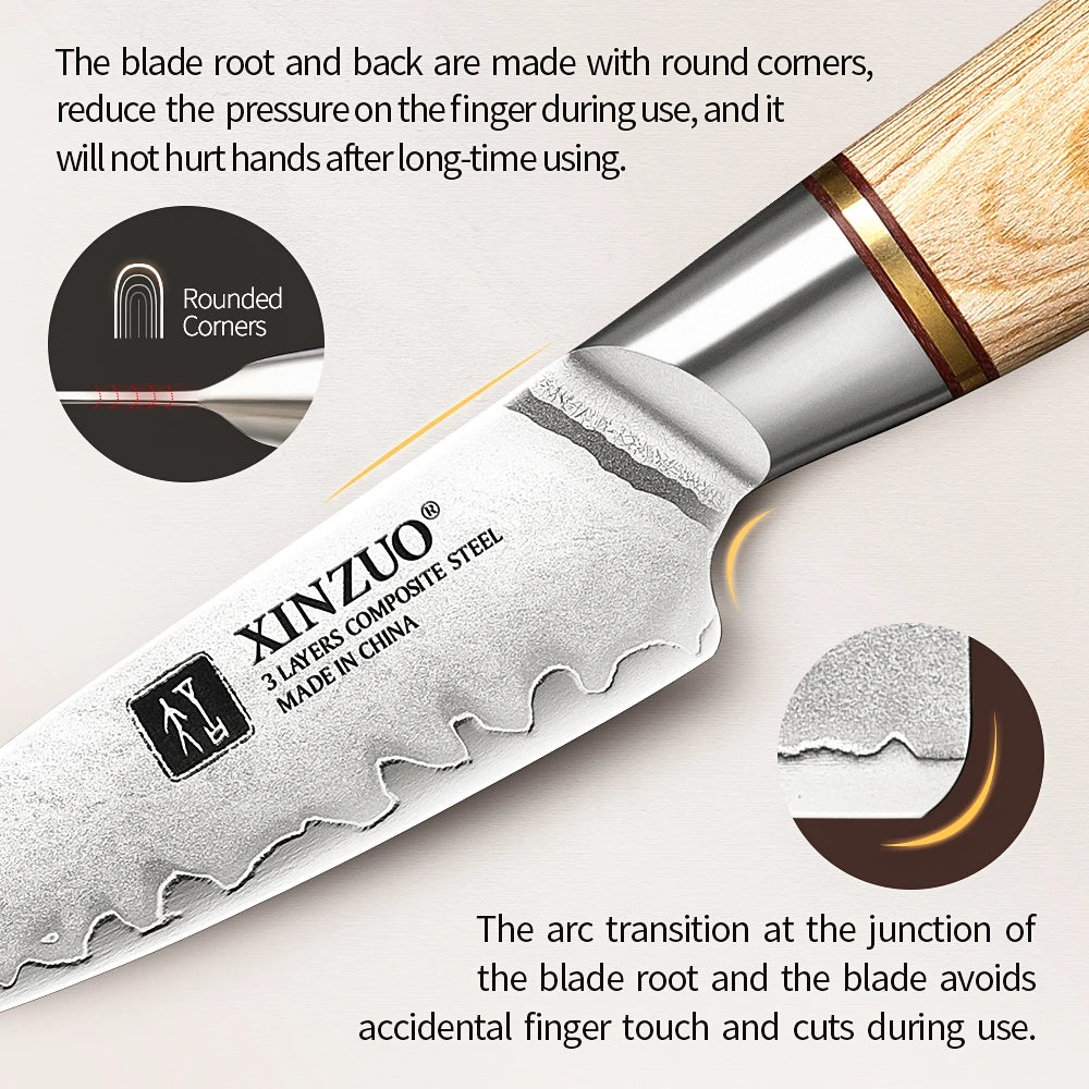 XINZUO 3.5" Paring Knife – 3-Layer Steel & Pakkawood Handle Paring Knife Axl