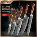 XINZUO 5-Piece Damascus Steel Knife Set | 67-Layer Rosewood Damascus Knife Set Axl China Mainland