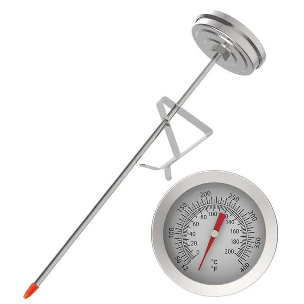 Analog Deep Fry Thermometer 0–200°C | Stainless Steel & Pot Clip Cooking Thermometer Axl silvery