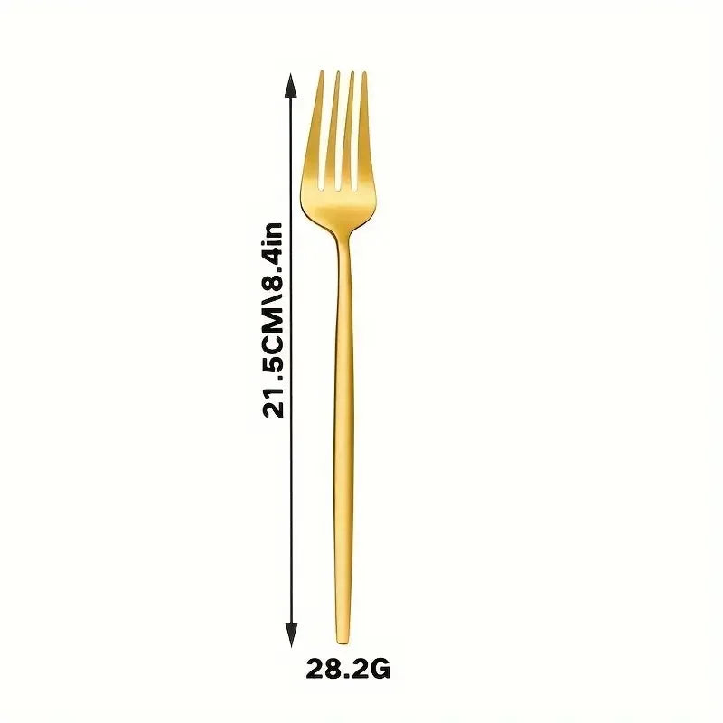 6-Piece Golden Stainless Steel Fork Set – Dishwasher Safe Dinner Fork Set Axl