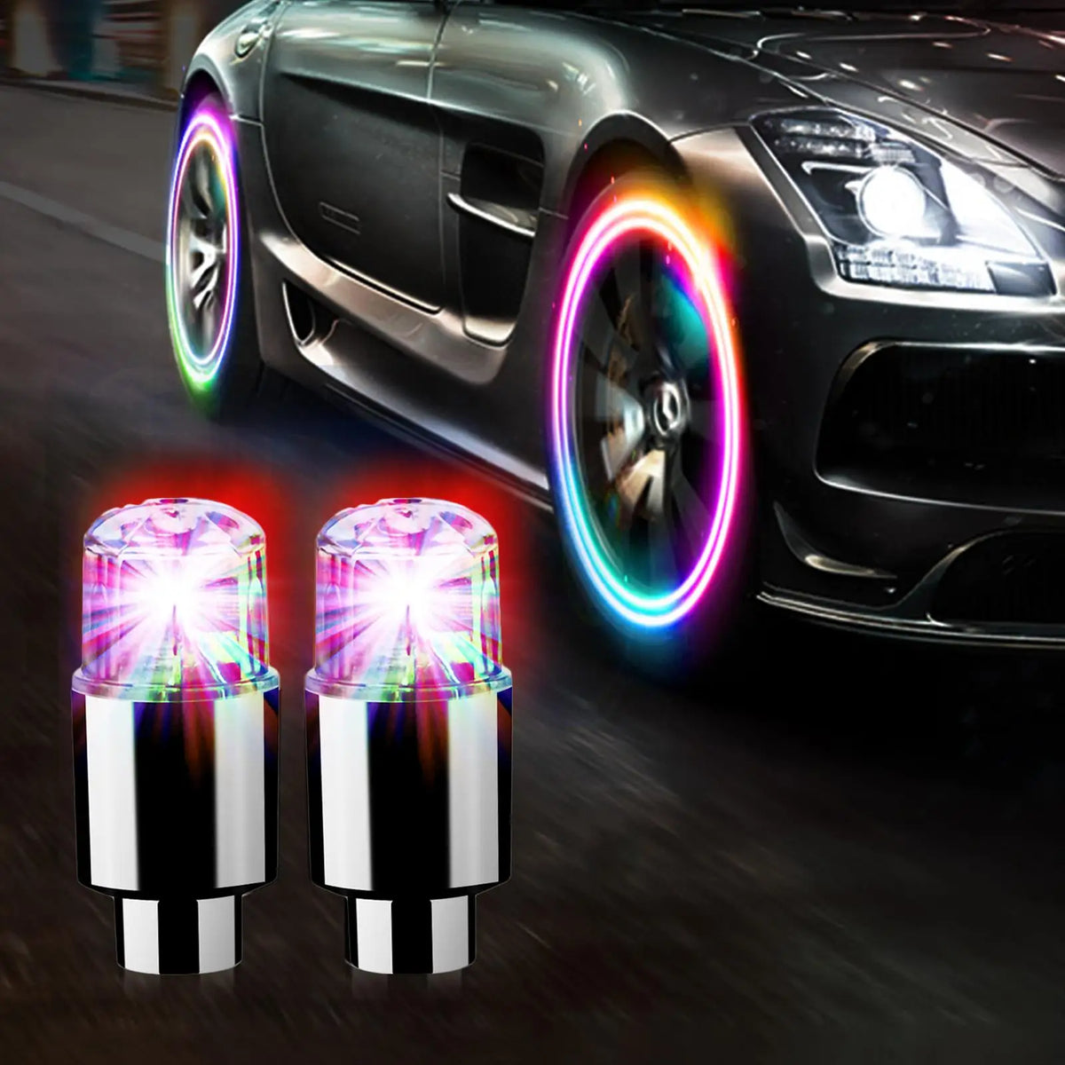 LED Tire Valve Cap Lights 2 Pcs – Car, Bike & Motorcycle Wheels LED Valve Cap Lights Axl