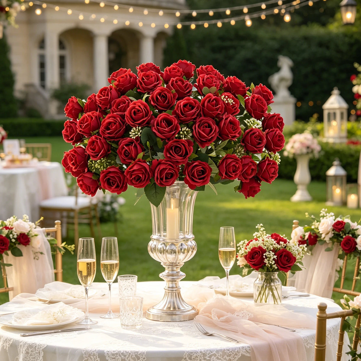 Silk Rose Artificial Flowers Bouquet – Wedding & Home Decor Artificial Silk Flowers Axl
