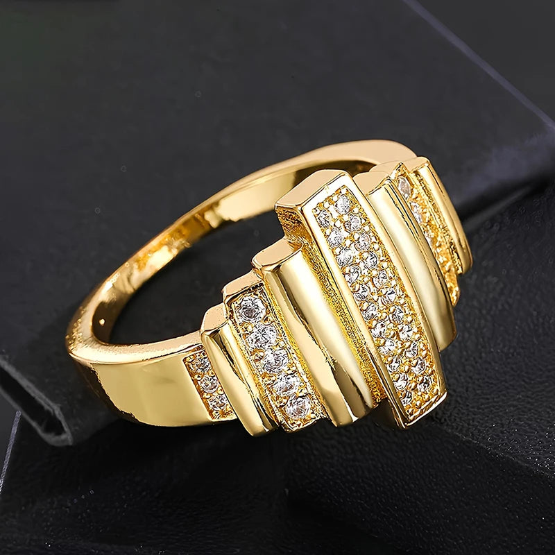 Huitan Geometric CZ Ring – Dazzling Cubic Zirconia Women's Ring Fashion Ring Axl