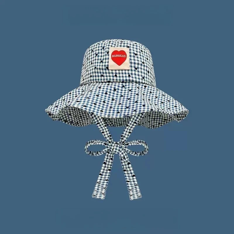 Women's Wide Brim Sun Hat – UV Plaid Beach Hat & Chin Strap Wide Brim Sun Hat Axl
