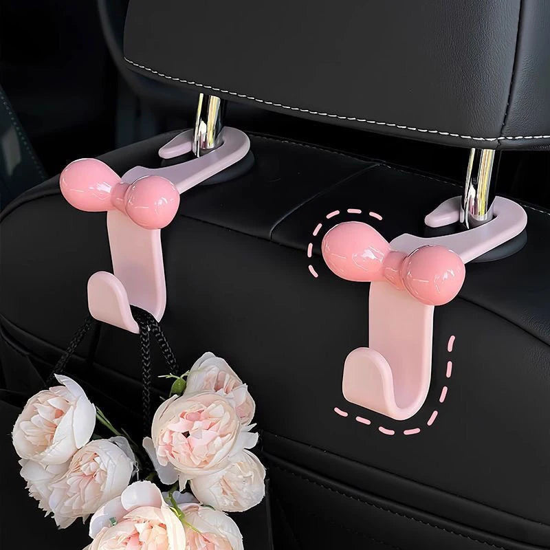 Cute Bow Car Headrest Hook – Purse & Bag Hanger Organizer Car Headrest Hook Axl Pink