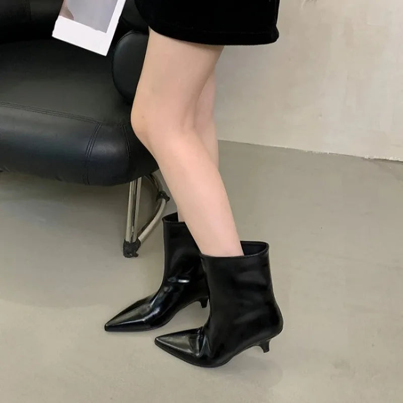 Women's Pointed Toe Ankle Boots – Elegant Thin Heel Dress Pumps Ankle Boots Axl