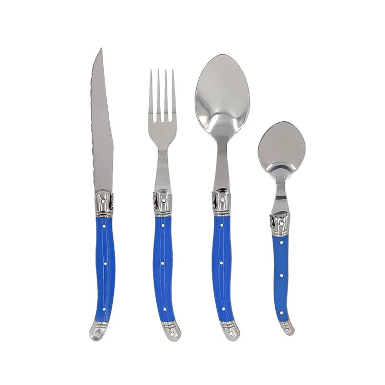 Rainbow Laguiole Cutlery Set 4–24 Pcs | Stainless Steel Flatware Flatware Set Axl 4pcs Blue cutlery