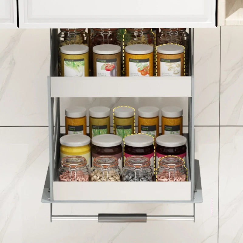 Pull-Down Wall Cabinet Lifting Storage Rack | Kitchen Shelf Cabinet Storage Rack Axl