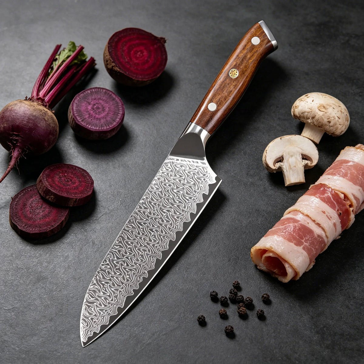 67-Layer VG10 Damascus Santoku Knife – Sharp Kitchen Blade Damascus Kitchen Knife Axl
