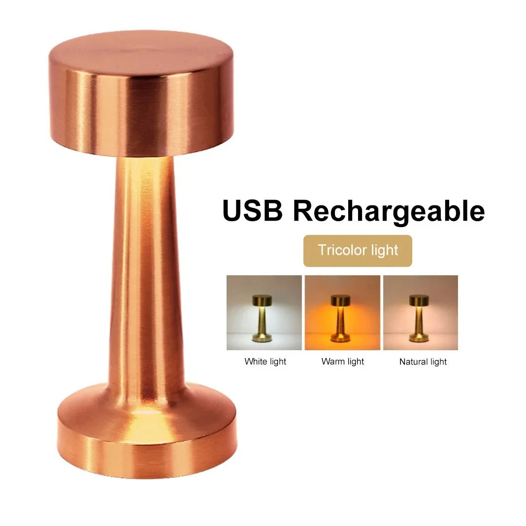 USB Rechargeable Touch LED Desk Lamp – 3-Color Bedside Light LED Table Lamp Axl Champagne
