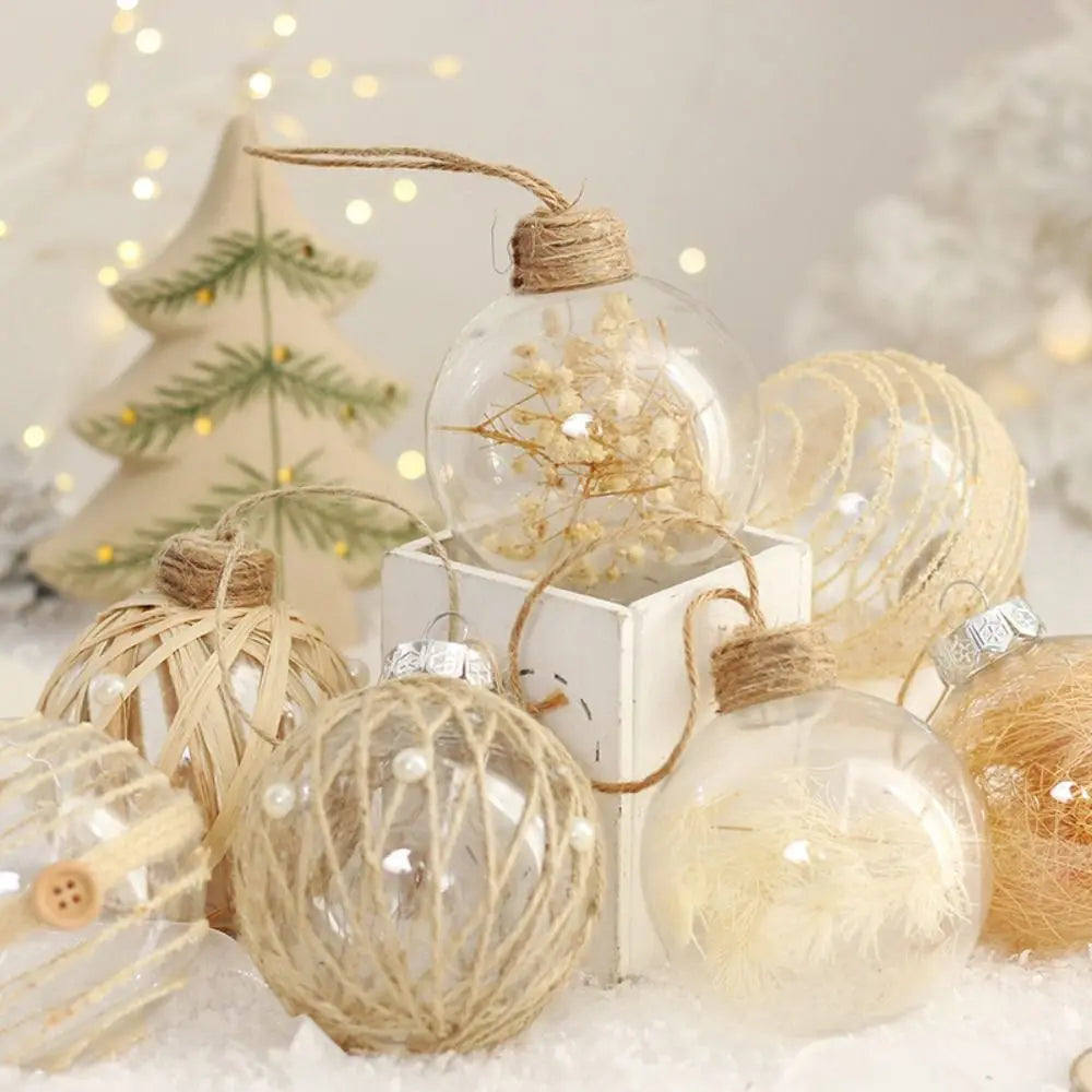 6-Pack Transparent Christmas Ball Ornaments – 8cm Tree Decor Christmas Ornament Set Axl