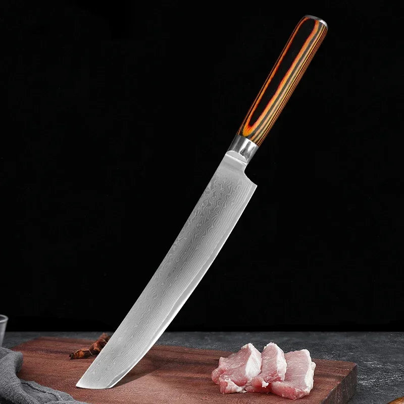 67-Layer Damascus Steel Chef Knife – Wood Handle | InLeung Damascus Chef Knife Axl