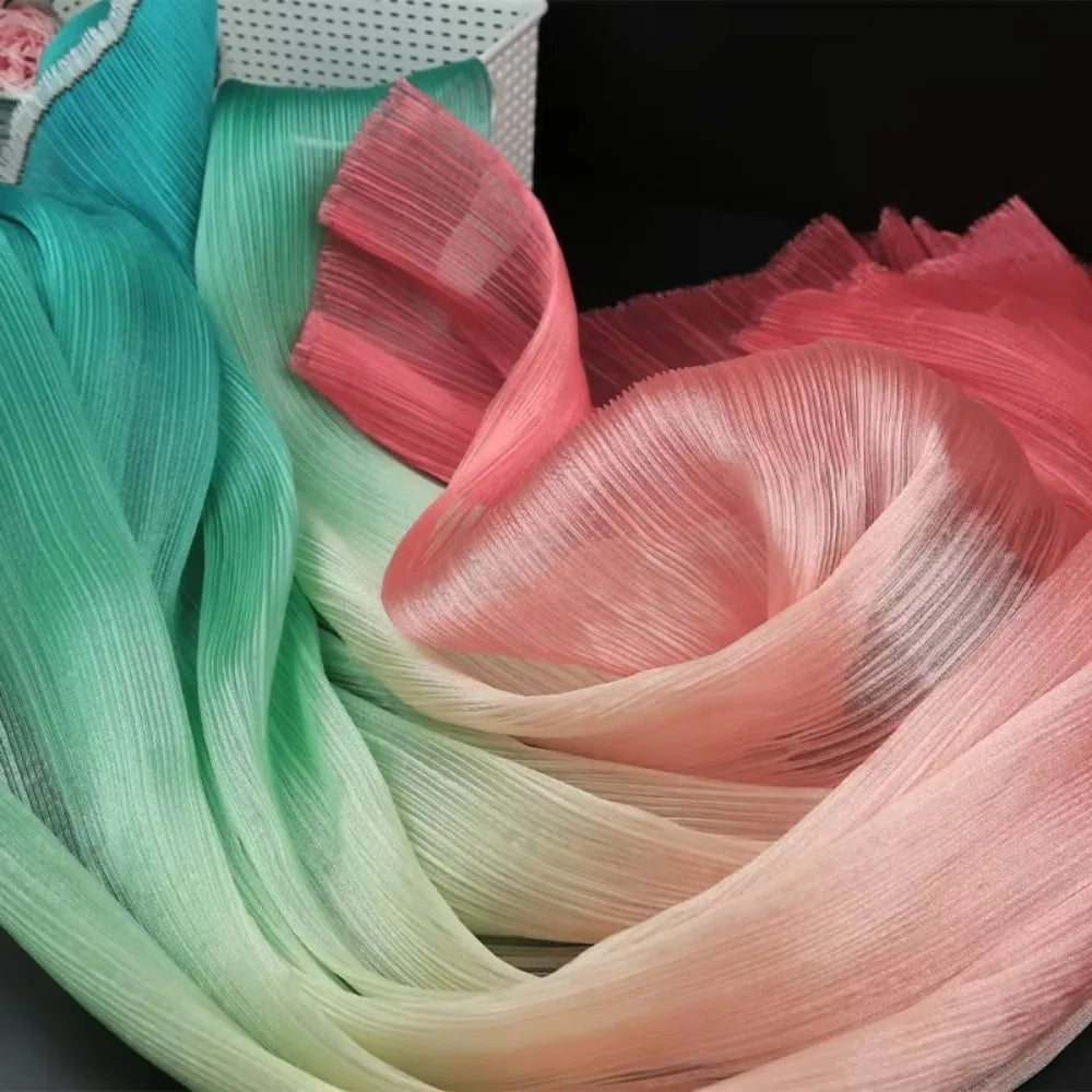 Gradient Pleated Organza Mesh Fabric – DIY Wedding Decor Organza Mesh Fabric Axl pink-green