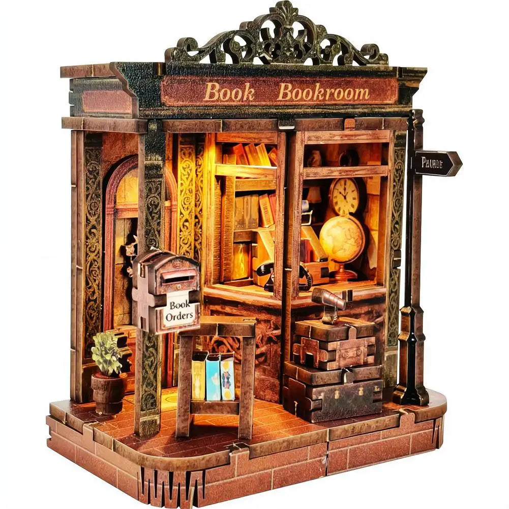 3D Wooden Miniature House Kit with LED Light – DIY Dollhouse Miniature Model Kit Axl