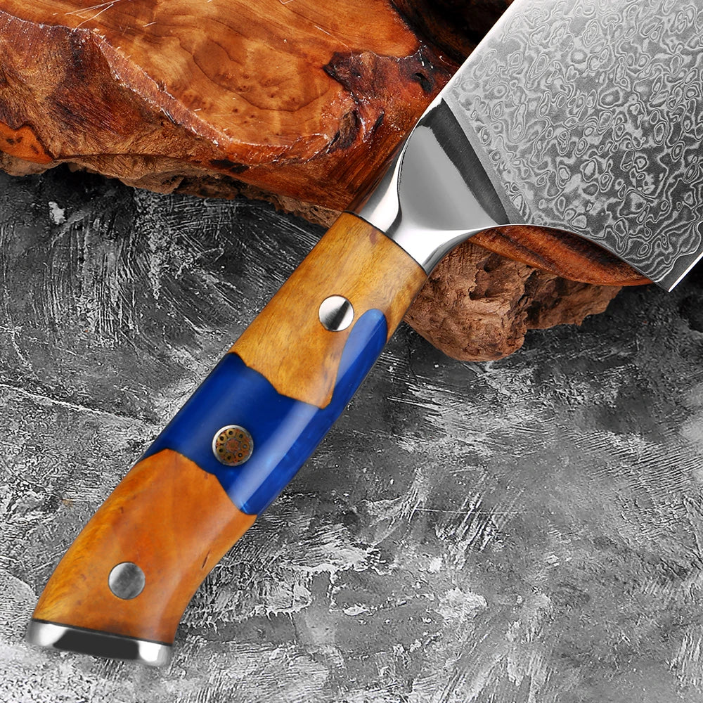 Japanese Damascus Steel Meat Cleaver Knife – 7.5" Blade Damascus Cleaver Knife Axl
