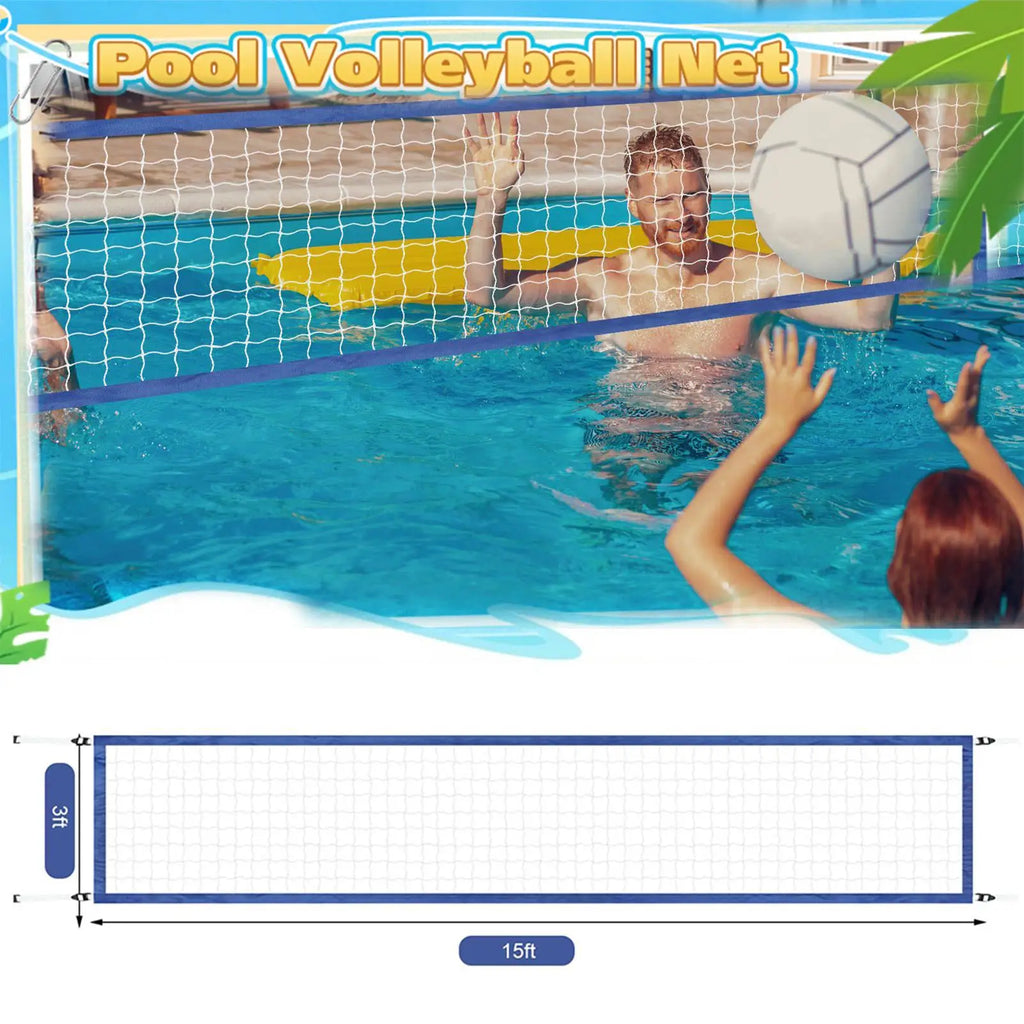 Portable Pool Volleyball Net – Adjustable 15ft Water Sports Net Pool Volleyball Net Axl