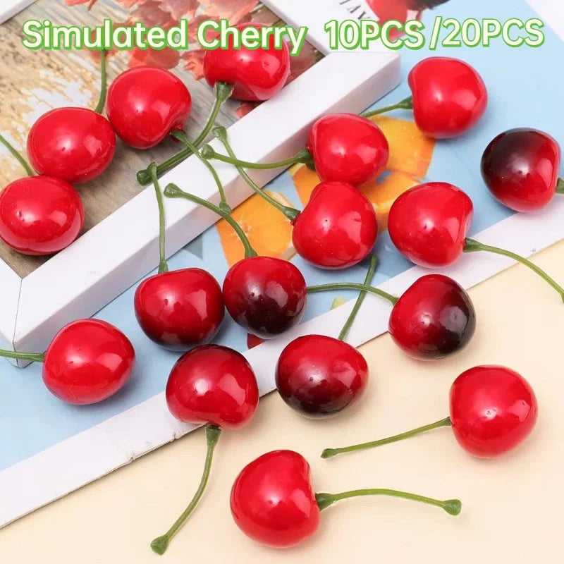 Artificial Cherry Fake Fruit Decor Props – 10/20 Pcs Set Artificial Fruit Decor Axl