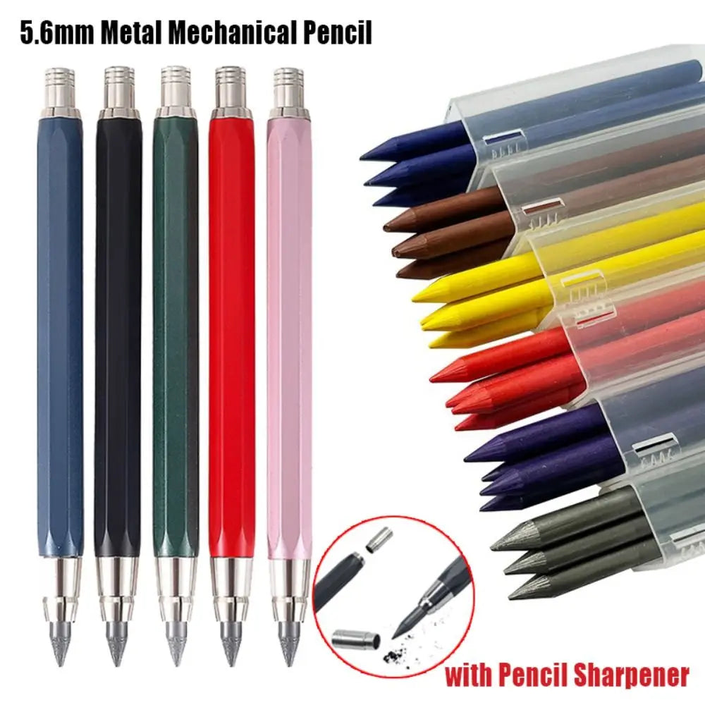 5.6mm Metal Mechanical Pencil with Built-In Sharpener Mechanical Pencil Axl