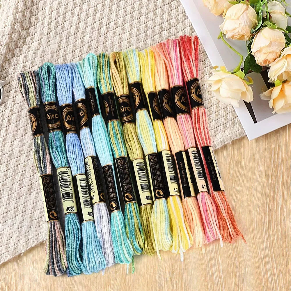 12 Skeins Variegated Embroidery Thread – Gradient Polyester Floss Embroidery Thread Set Axl