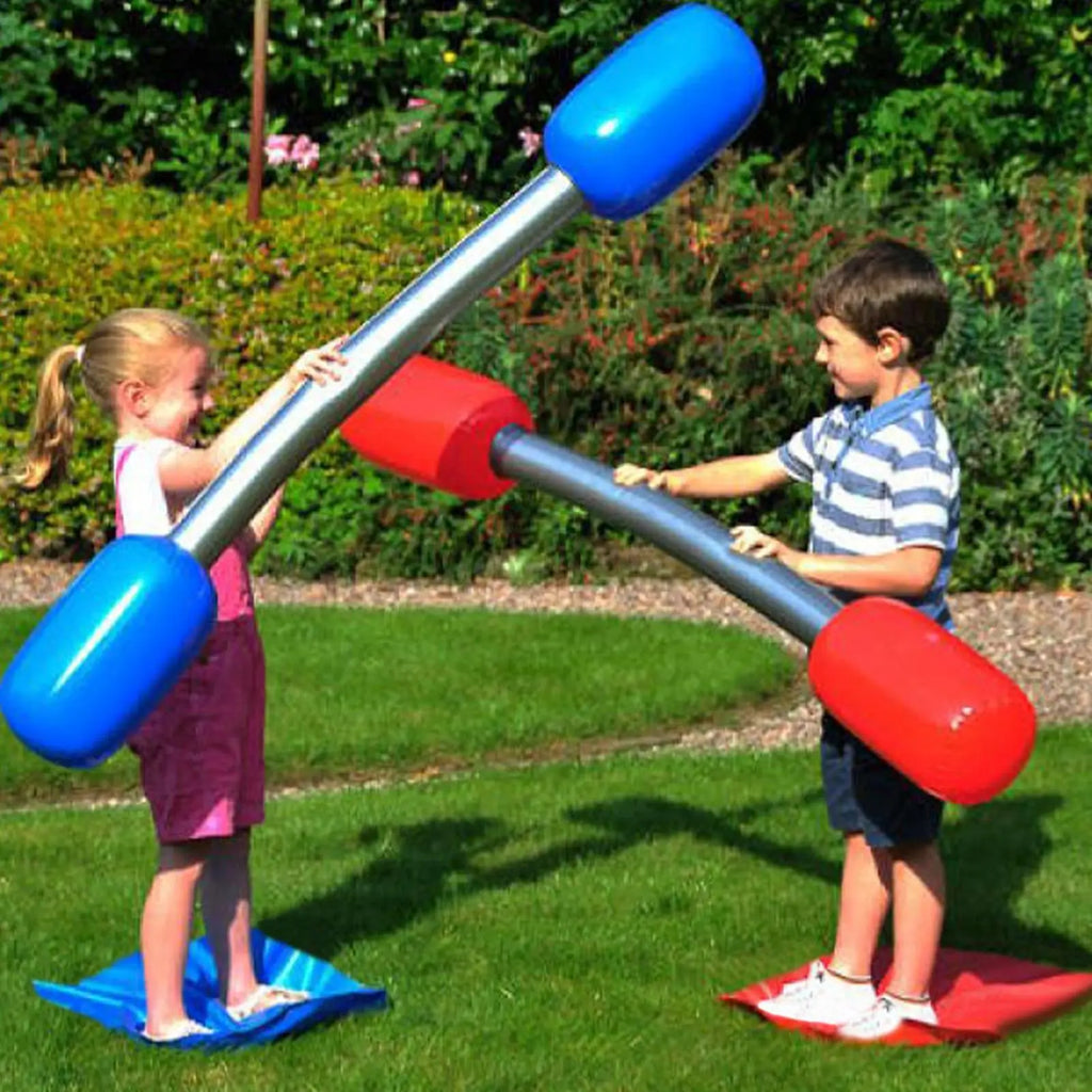 Inflatable Gladiator Battle Batons Set – 2 Sticks & Mats Inflatable Party Game Axl