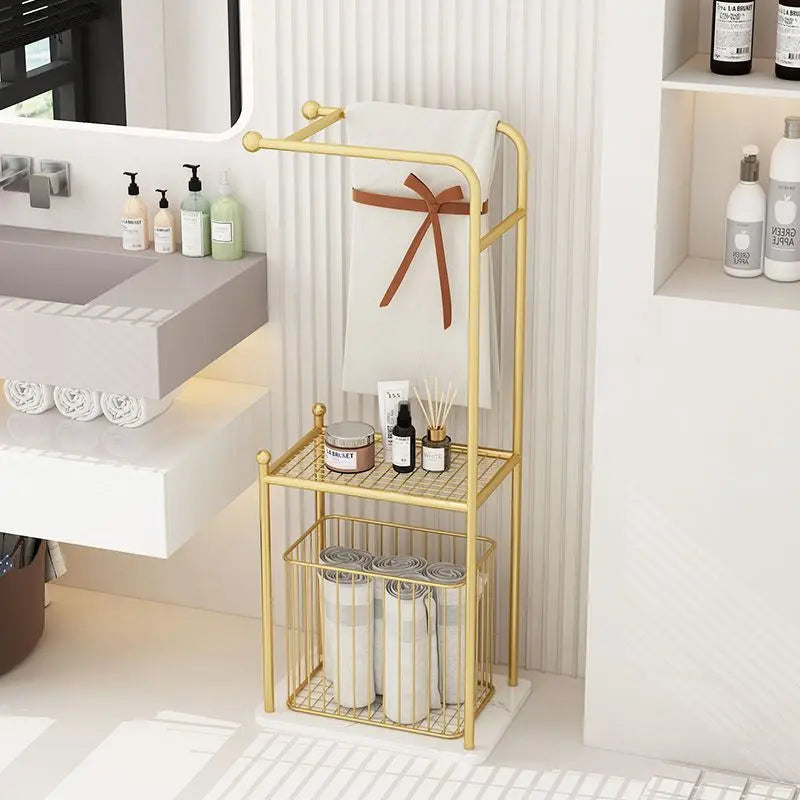 Luxury Iron & Marble Bathroom Floor Storage Rack Organizer Bathroom Storage Rack Axl