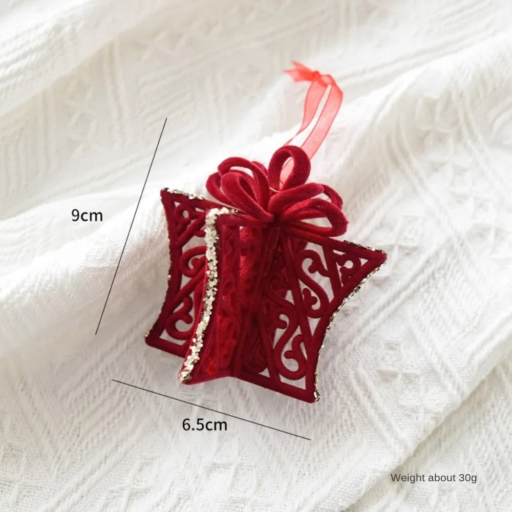 Velvet Bowknot Christmas Tree Pendant | Wine Red Bow Ornament Christmas Tree Ornament Axl Gift Bag