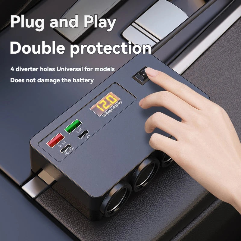 4-Port QC3.0 PD Car Charger 120W Fast Charging Adapter 12–24V Car Charger Adapter Axl
