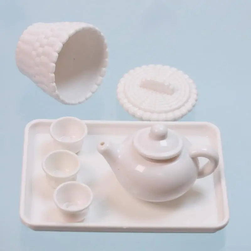 Dollhouse Miniature Tea Set 1:12 Scale – Teapot Cups & Tray Dollhouse Miniature Set Axl
