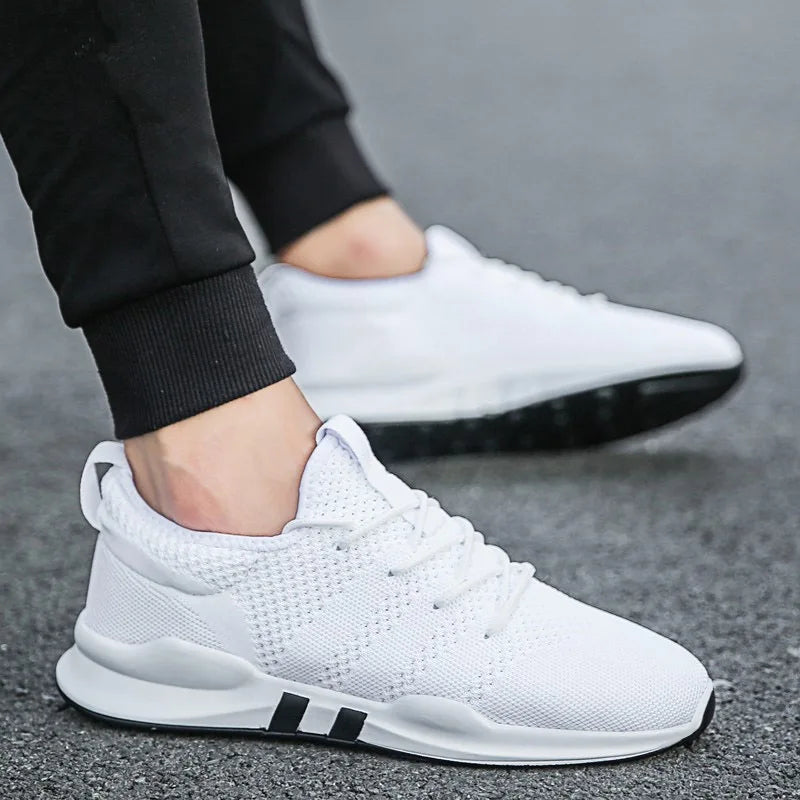 YBQJOO Men's Breathable Canvas Sneakers | Anti-Slip Walking Shoes Men's Canvas Sneakers Axl WHITE 40