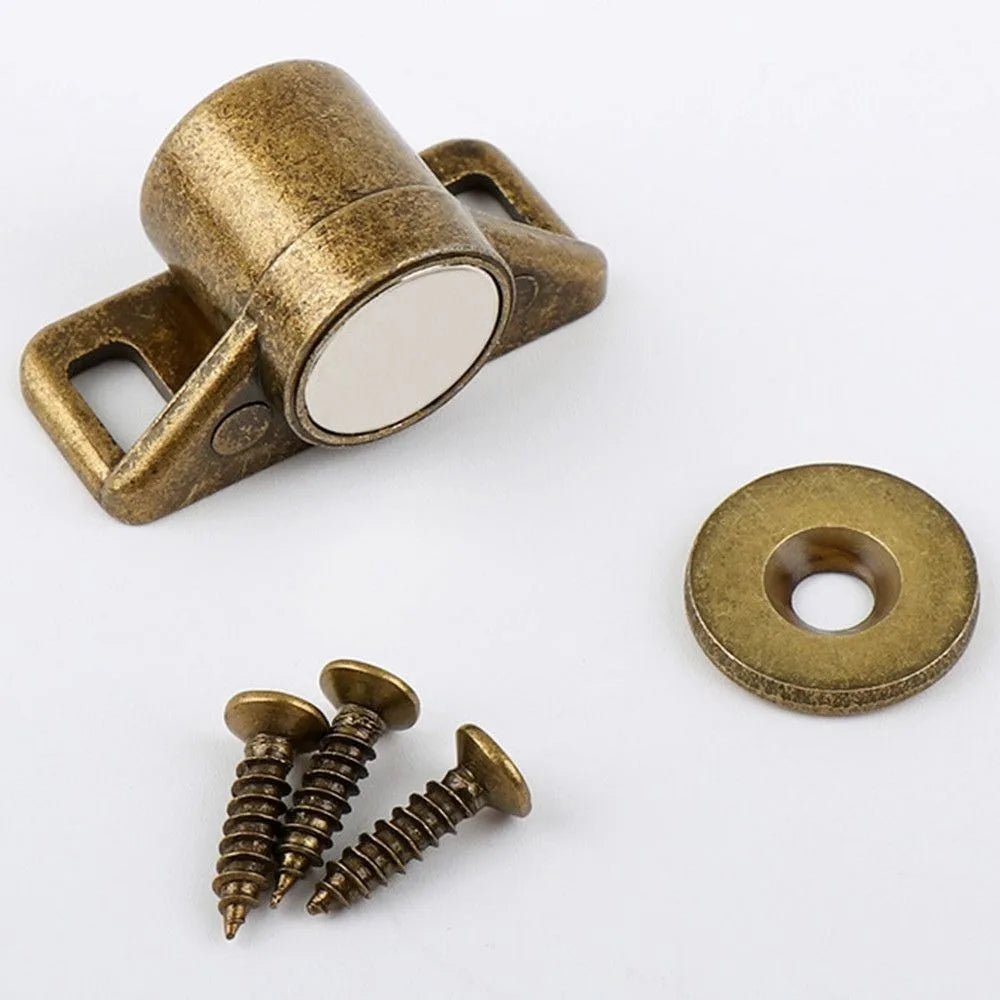 Magnetic Door Stopper – No-Drill Zinc Alloy Cabinet Latch Magnetic Door Stopper Axl Bronze