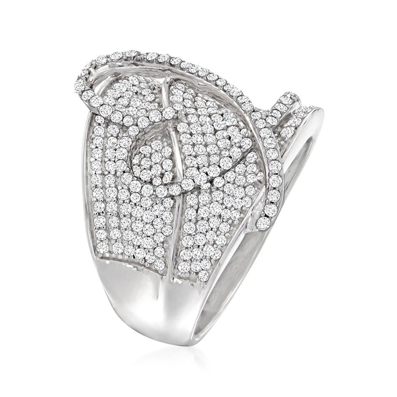 Huitan Heart CZ Wedding Band Ring for Women | Sizes 5–14 Wedding Band Ring Axl