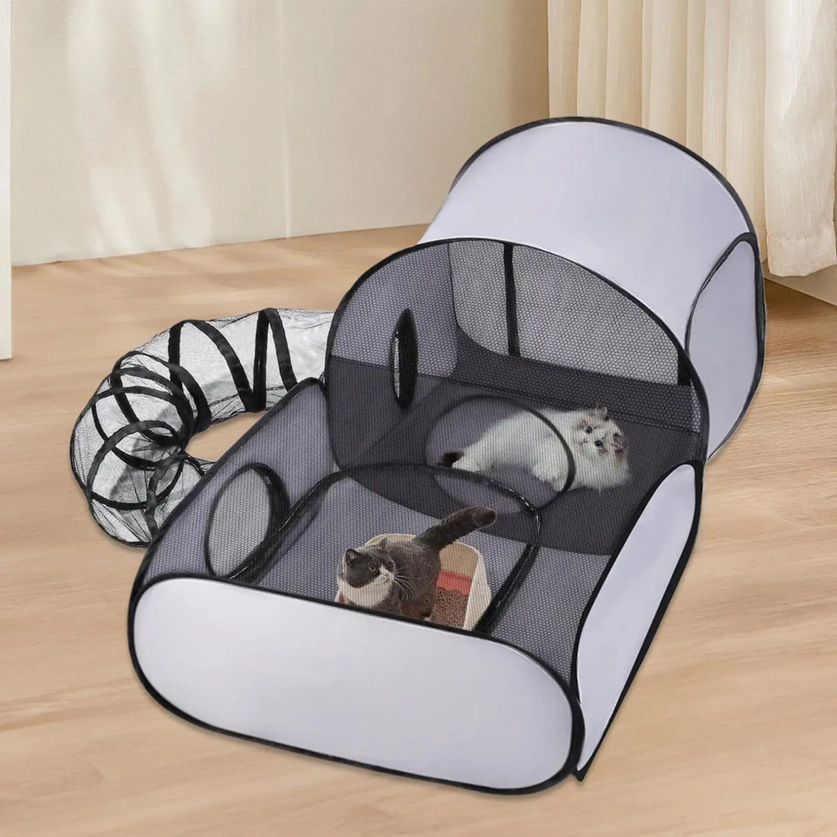 Foldable Cat Play Pen Tent with Tunnel – Indoor & Outdoor Cat Play Pen Axl
