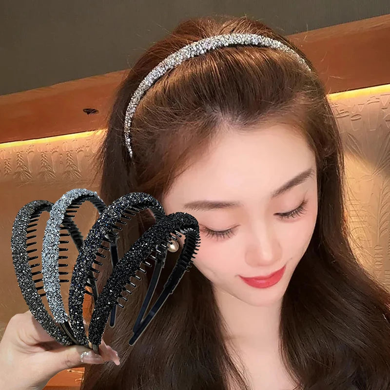 Rhinestone Non-Slip Toothed Headband – Shiny Hair Hoop Rhinestone Headband Axl