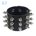 90s Punk Spike PU Leather Bracelet – Triple Row Studs Bangle Punk Leather Bracelet Axl A7