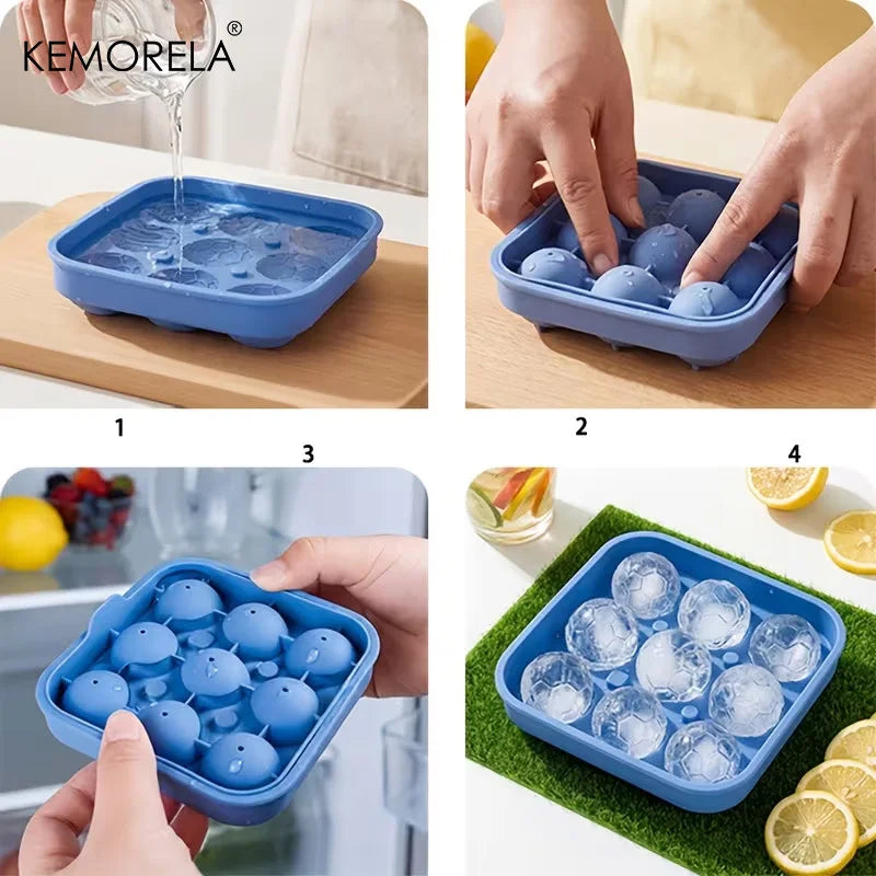 Soccer Ball Ice Ball Mold – 9-Hole Silicone Tray with Lid Silicone Ice Mold Axl