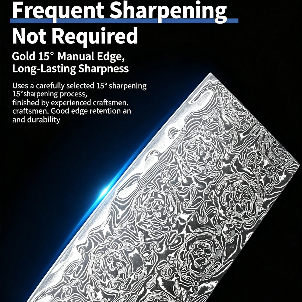 67-Layer Damascus Steel Chinese Cleaver – Abalone Handle Damascus Kitchen Knife Axl