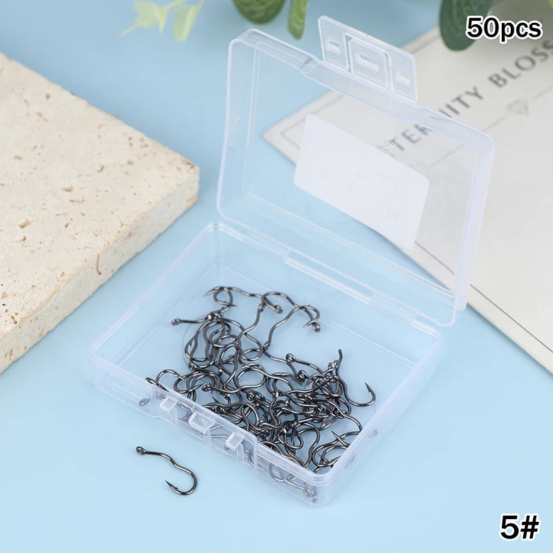 50-Pack Crank Fishing Hooks – High Carbon Steel, Sizes 5#–14# Fishing Hooks Axl A1