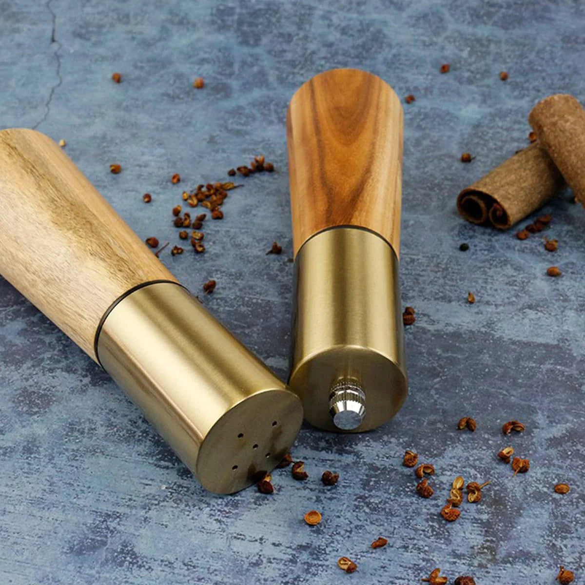 Leeseph 2PC Acacia Wood Salt & Pepper Grinder Set | Ceramic Core Salt & Pepper Mill Set Axl