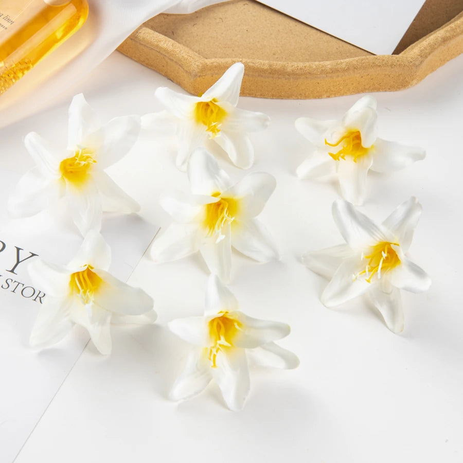Silk Lily Artificial Flowers 10/20 Pcs – Wedding & Home Decor Artificial Silk Flowers Axl WHITE 10 pcs