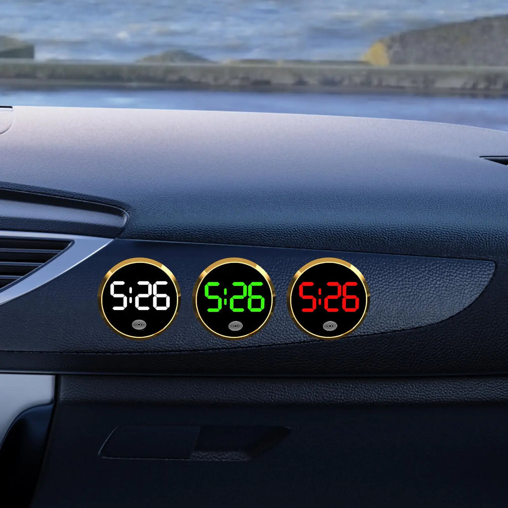 Mini Round LED Digital Car Dashboard Clock – Solar Powered Car Dashboard Clock Axl