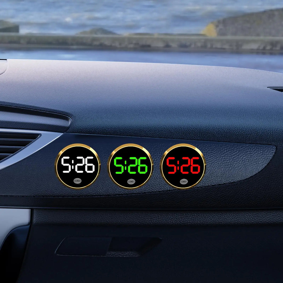Mini Round LED Digital Car Dashboard Clock – Solar Powered Car Dashboard Clock Axl