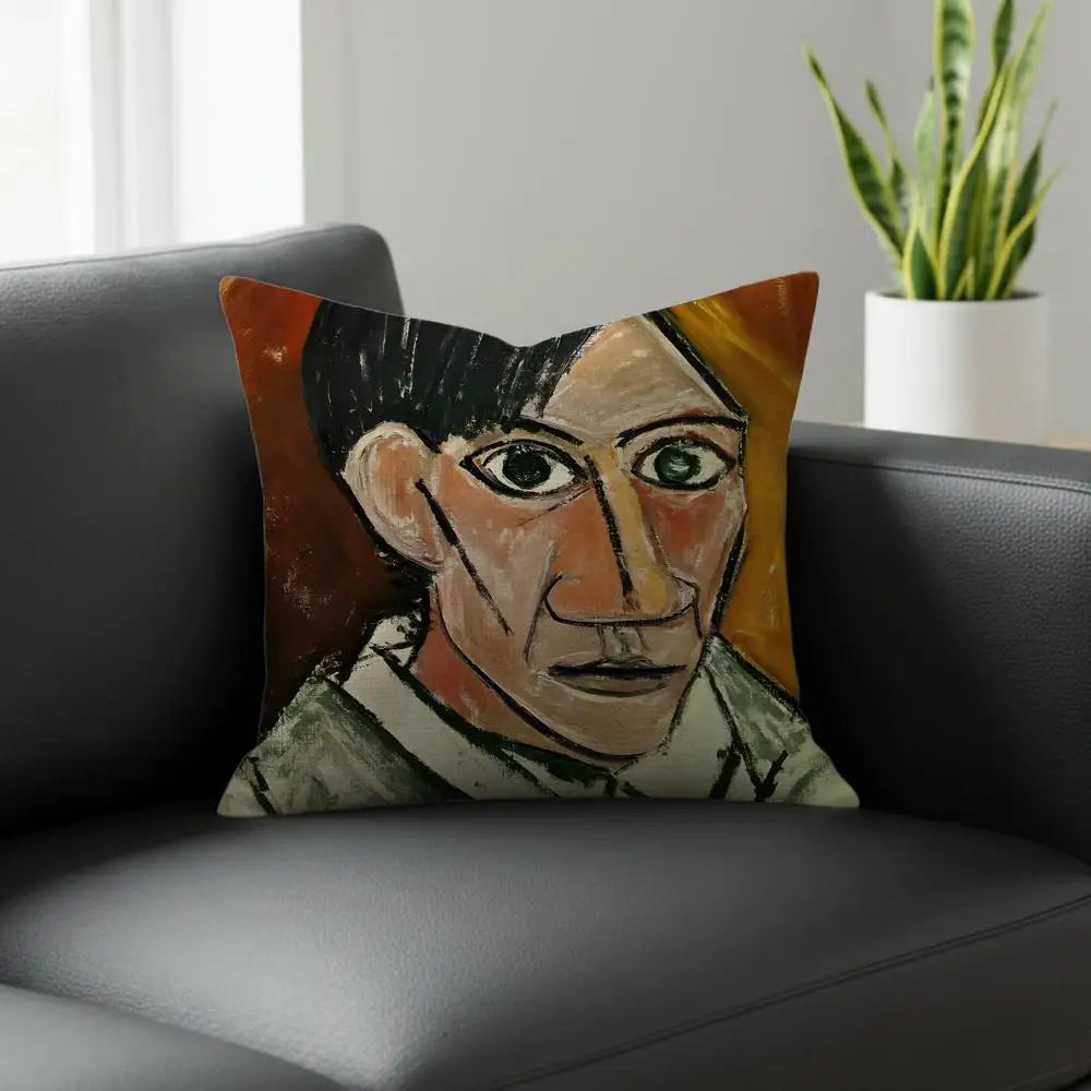 Picasso Art Linen Cushion Cover | Sofa, Bed & Chair Pillow Decorative Cushion Cover Axl White1 45X45cm
