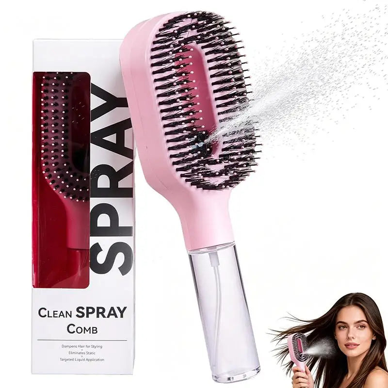 2-in-1 Detangling Spray Hair Brush with Refillable Mist Tank Spray Detangling Brush Axl A2