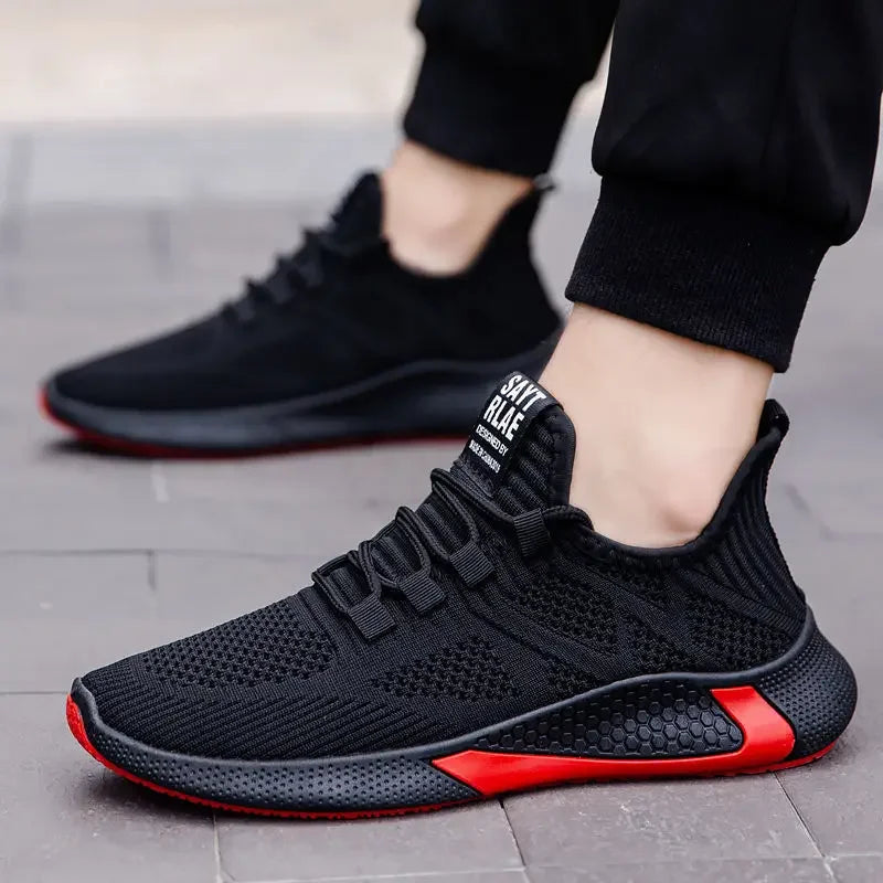 YBQJOO Men's Breathable Mesh Casual Sneakers | Lightweight Flat Men's Casual Sneakers Axl black 39