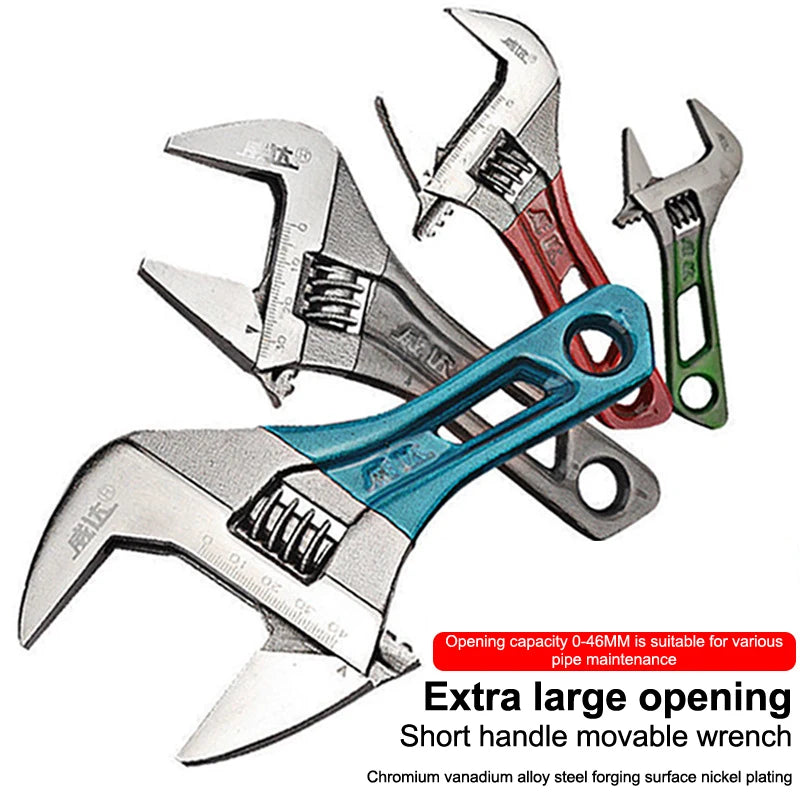 Adjustable Wrench 4/5/6/8 Inch Short Handle Mini Spanner Adjustable Wrench Axl