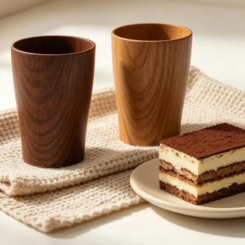230ml Wood Grain Handmade Plastic Mug – Retro Coffee & Tea Cup Novelty Drink Mug Axl