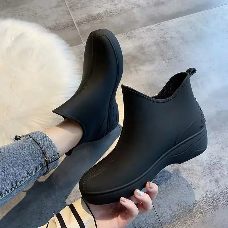 Women's Waterproof Platform Rain Boots – Anti-Slip Ankle Boot Platform Rain Boots Axl 36 black