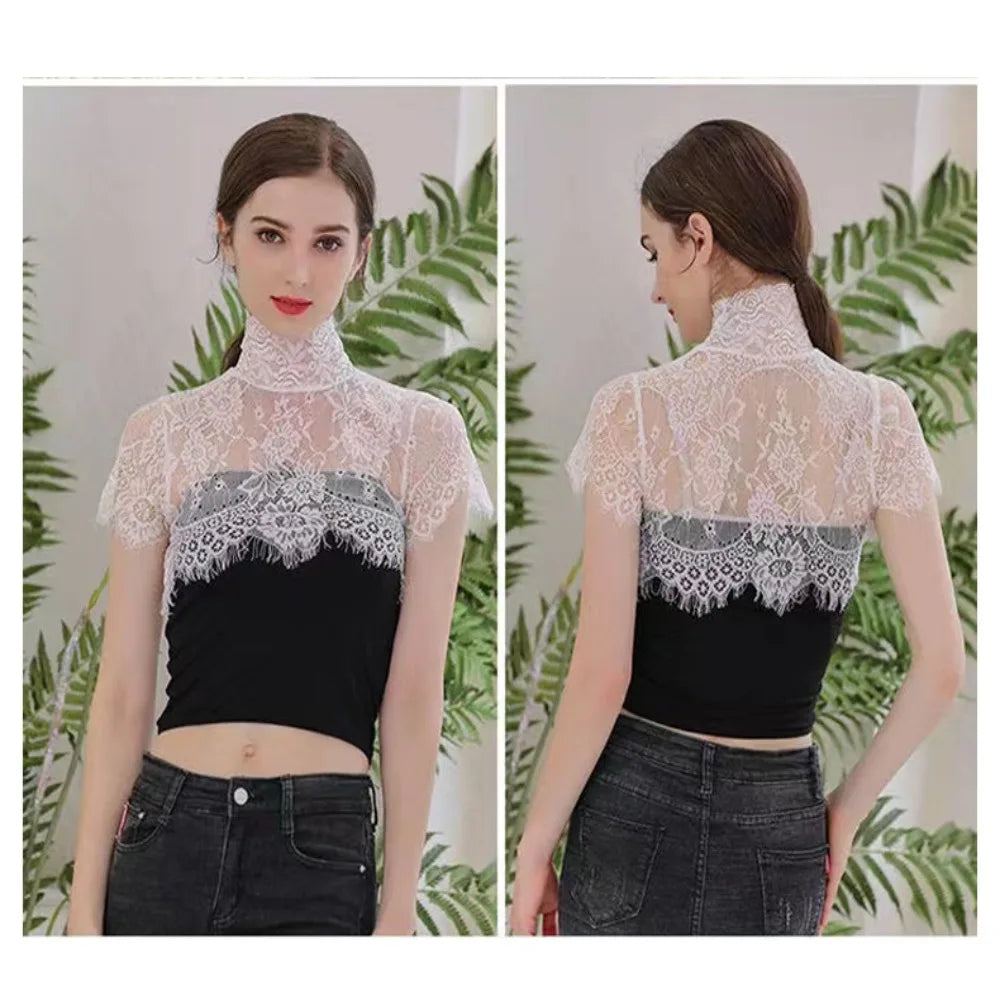 Women's Lace Detachable Fake Collar – Embroidered Lapel Scarf Detachable False Collar Axl