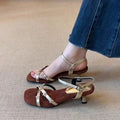 Women's Flower Buckle Peep Toe Low Heel Sandals | Party Shoes Low Heel Sandals Axl 39 Gold